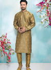 Brown Colour Party And Function Wear Traditional Pure Jaquard Silk Brocade Kurta Pajama Redymade Collection 1032-8372